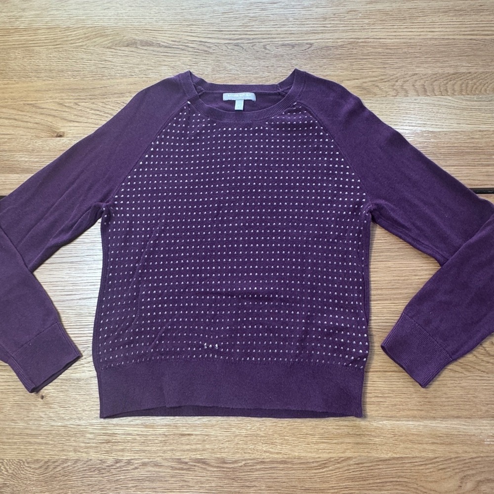 Banana Republic Womens Petite Medium Purple Geometric Triangle Raglan Sweater PM